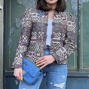 NWT ZARA BLOGGER FAVORITE. JACQUARD JACKET MULTICOLORED XS